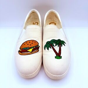 Slip On Sneakers Circus by Sam Edelman Burger Charlie Palm Tree Canvas Shoes 10M